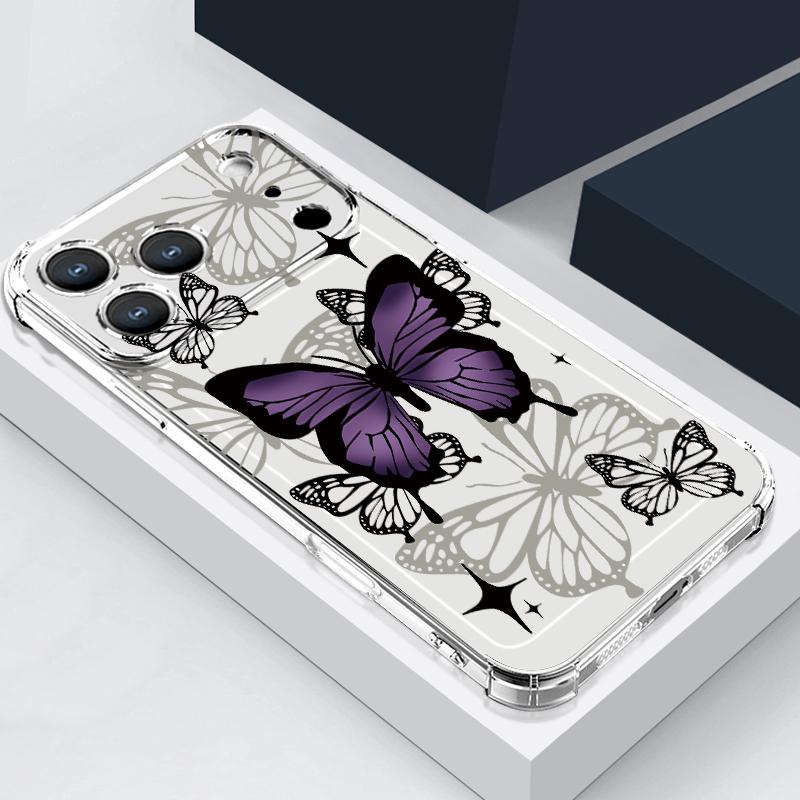 Multi-color Butterfly Pattern Case For iPhone 17 Pro Max Coque iPhone 16 15 14 13 Pro Max 11 Shockproof Clear Soft Silicone Cover
