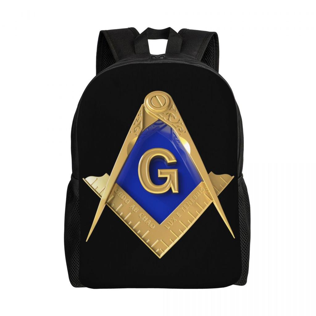 Gold Freemason Logo Travel Backpack Women Men School Computer Bookbag Masonic Mason College Student Daypack Bags
