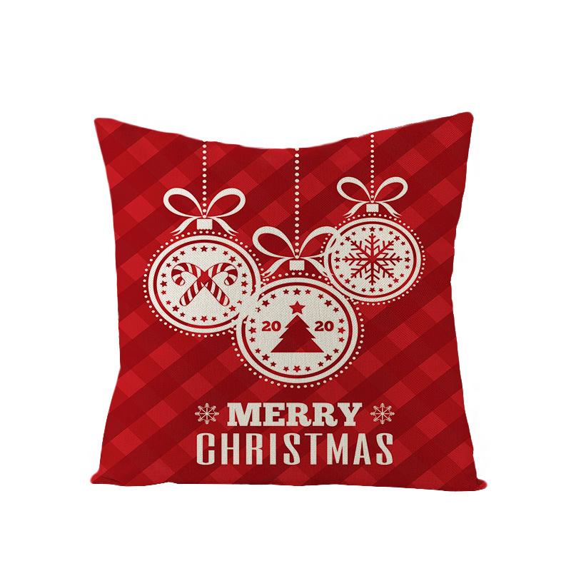 Cartoon Printed Polyester Pillow Cover Christmas Cushion Cushion Cover Red Christmas Home Decoration