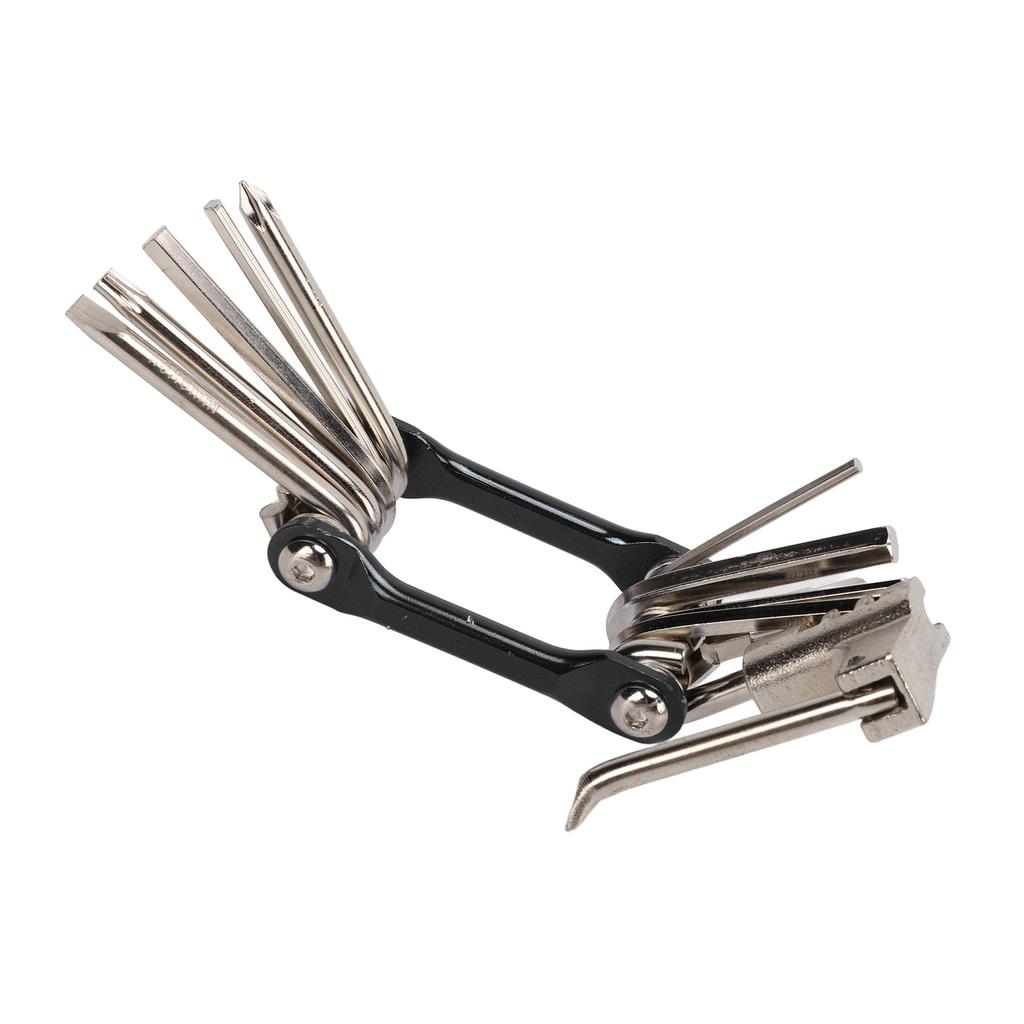 Bike Repair Tool 11 in 1 Light Folding Tool Durable Easy Carry Daily Operations Bike Wrench SetBlack