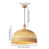 Bamboo Woven Pendant Light Material Dome Lampshade Artistic Design Wicker Hanging Lamp for Dining