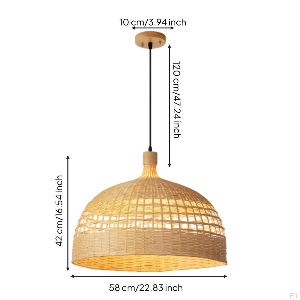 Bamboo Woven Pendant Light Material Dome Lampshade Artistic Design Wicker Hanging Lamp for Dining