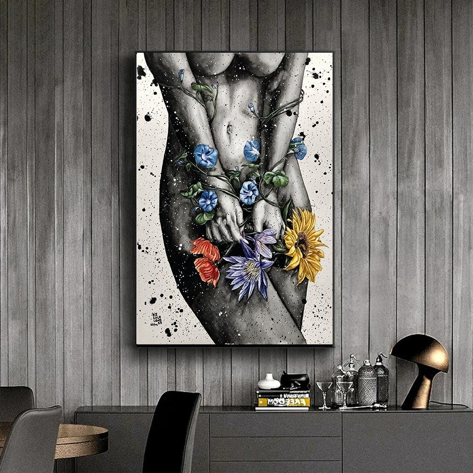 Women Portrait Flowers Landscape Painting Home Decor Gift  Poster Wall Art  Picture Canvas Print For Room Home Decor