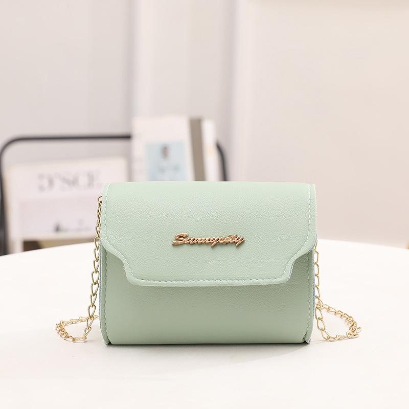 Women's bag new fashionable simple solid color chain shoulder small square bag small fresh messenger bag