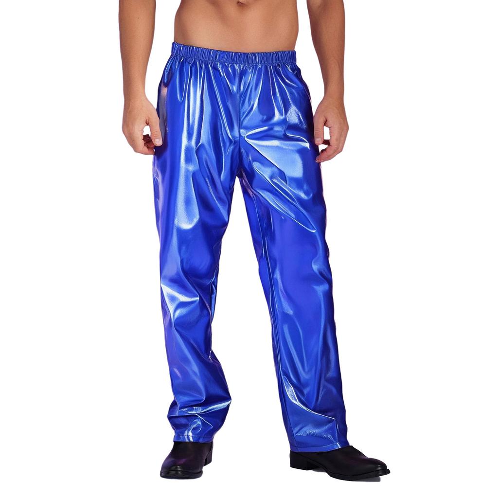 Herren Metallic Jazz Dance Hosen Elastischer Bund Design Halloween Mottoparty Bühnenauftritt Hosen