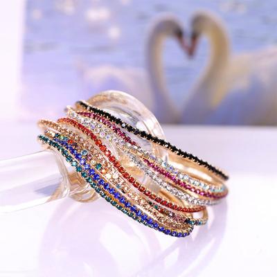 Yousheng Multicolor Rhinestone Bracelet for Women Crystal Tennis Bracelet Beaded Stretch Strand Stacked Bracelet Fashion