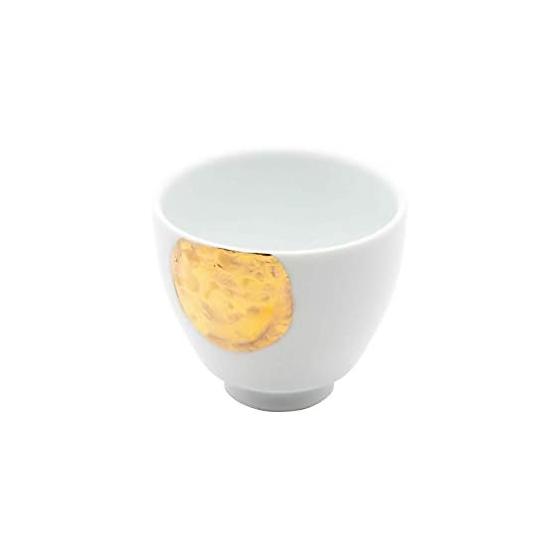 24to3 Nishitomi Ceramics Hasami Ware Sencha Tea Cup 100ml Gold Painted Round Plum Made in Japan 477802
