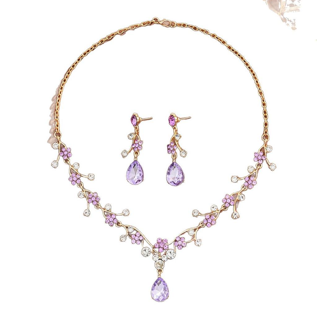 2026 Tatlı Pırlanta Kolye Küpe Seti İki Parçalı Moda Mizaç Köprücük Kemiği Zinciri Gelin Düğün Aksesuarları