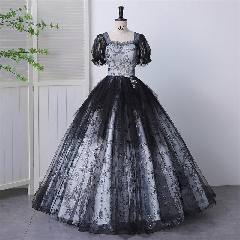 1011 New Performance Clothes Long Vocal Beauty Vocal Art Test Dress Host Annual Meeting Solo Evening Dress Fluffy Skirt