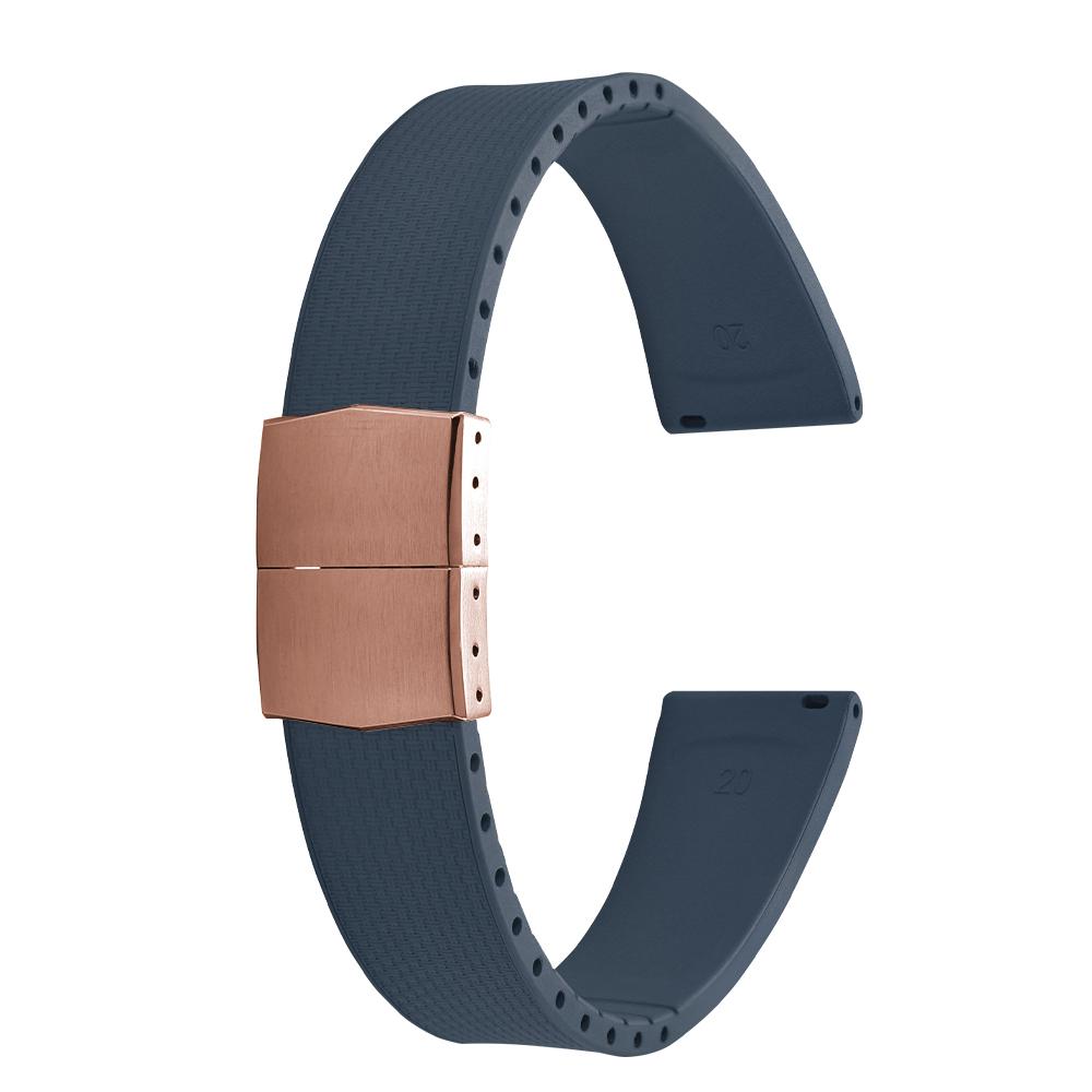 20mm Delugs CTS FKM Gummi Uhrenarmbänder mit 4 Farben Schmetterlingsschließe Einzigartige Textur Schnellverschluss Uhrenarmband für Markenuhr