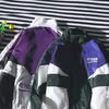 Men Jacket Color Block Hip Hop Zipper Autumn Letters Turndown Collar Coat Windbreaker Streetwear
