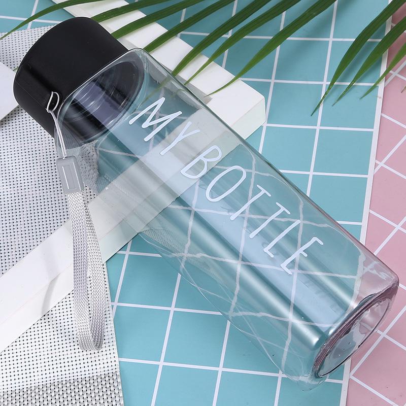 500 мл Мужская Женская Пластиковая Портативная Бутылка для Питья для Улицы Спортивная Бутылка для Воды Чашка для Кофе и Сока Высокий Внешний Вид Прямая Бутылка для Питья чёрный