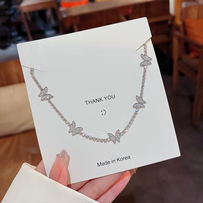 Collier de luxe à chaîne papillon avec diamants pour femme, bijou tendance et cool