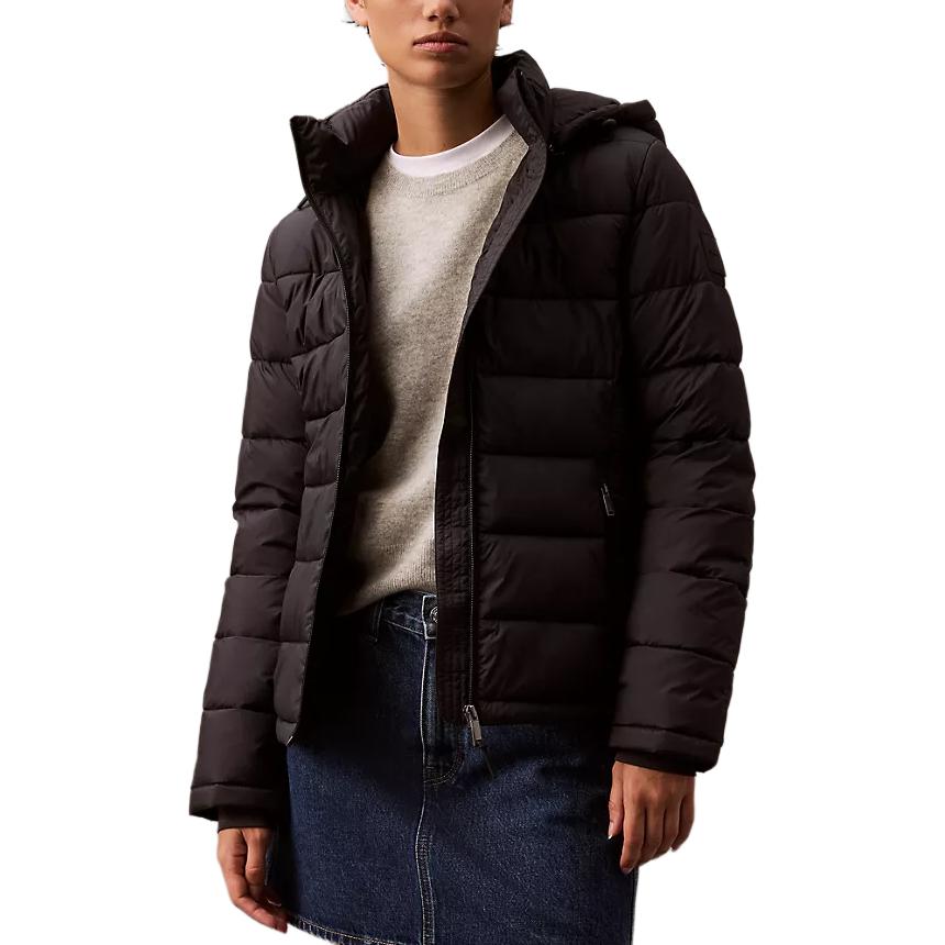 

Calvin Klein Удобная Минималистичная Однотонная Хлопковая Куртка на Молнии с Длинным Рукавом Женские куртки Черный 40WL530-001 S