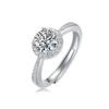 Adjustable Open Ring Women With Moissanite Square Setting Geometric Style Sterling Fashion Jewelry Gift