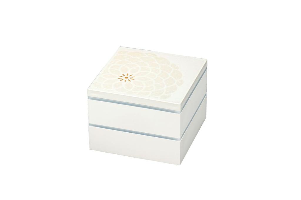 Tatsumiya Polarized Pearl Jubako Gray W15 D15 Box, 15.0mm Square, Two-Tiered, Hyakka, Size Approx. H11.6 (Product Code 54831)