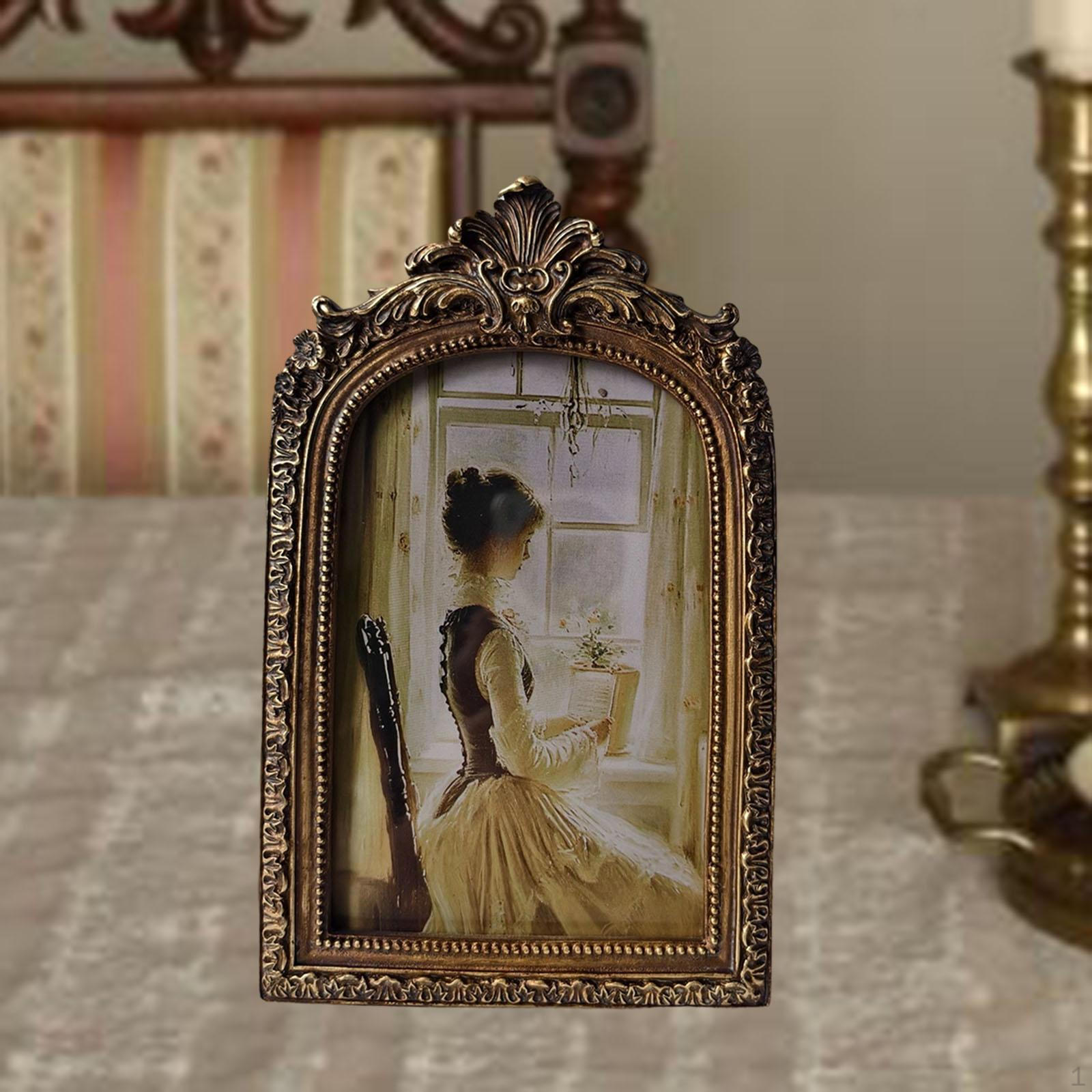 

Античный Фото Декор Резьба Смола Европейский Настольный и Настенный Подвесной Винтажный Фоторамка для 19cmx12cm