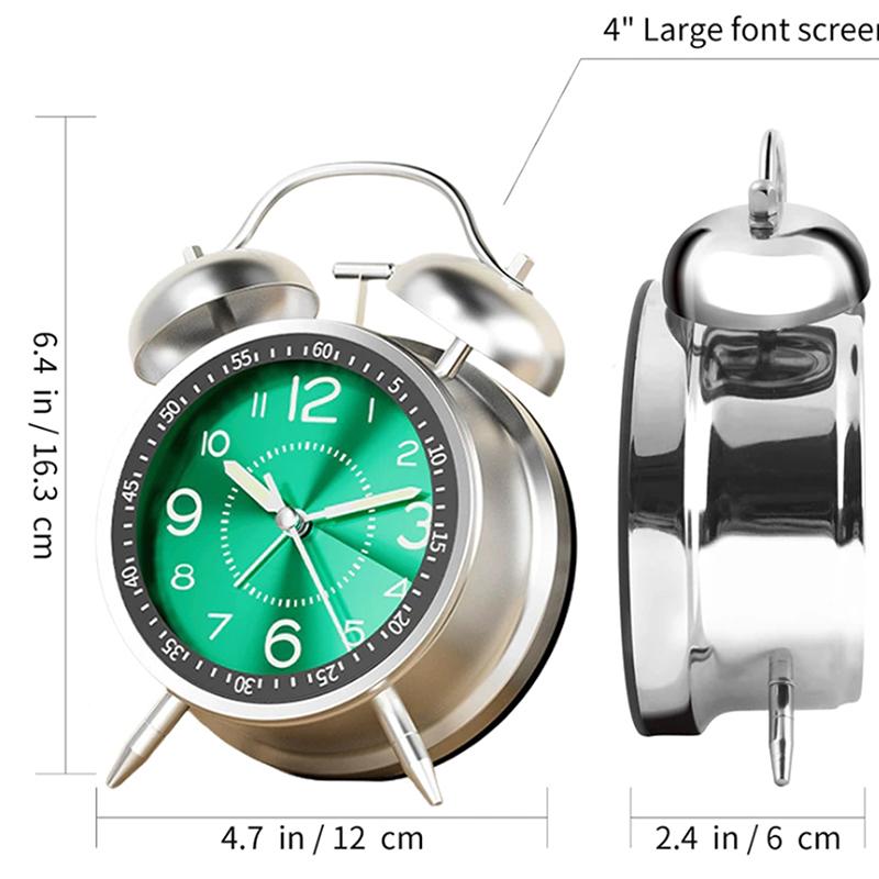 4 Inch Silent Alarm Clock With Night Light Portable Multi-Function Desk Clock For Students Home