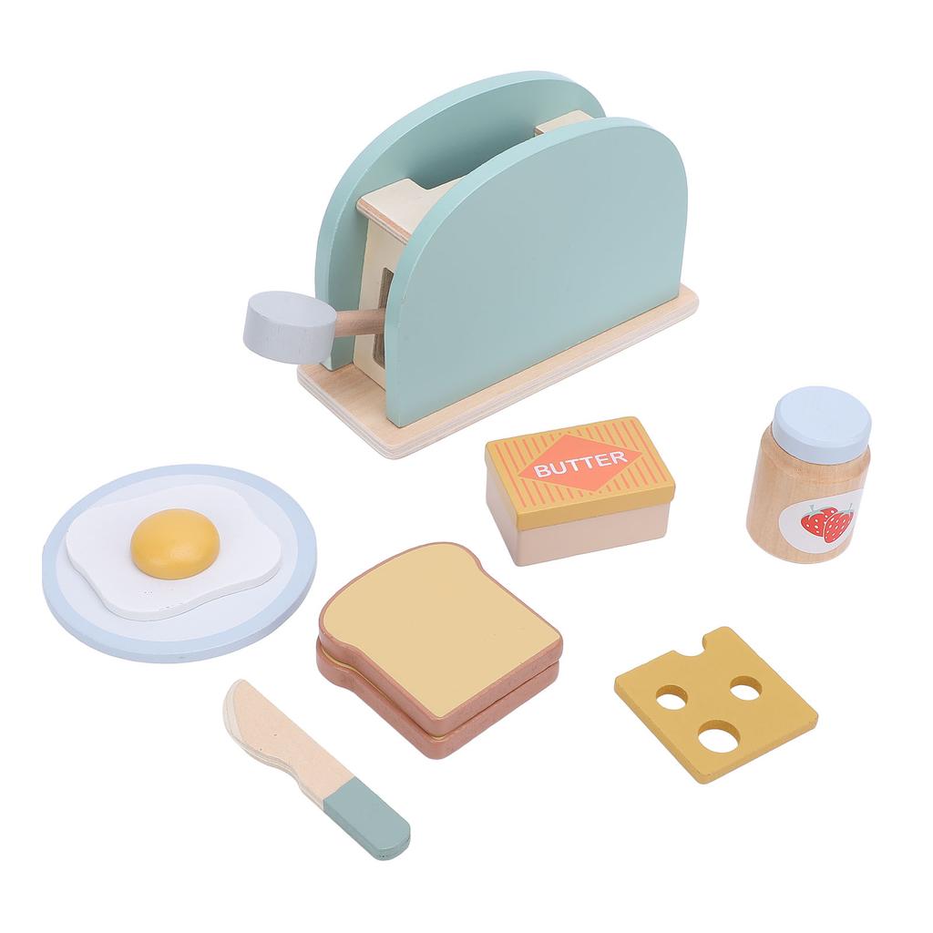 Wooden Toaster Play Set Kids Play Toaster Accessory Set Educational Parent Child Interactive Toy