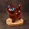 Wooden Cat Figurine Smooth Collectible Cute for Desk, Display