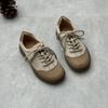 Johnature Handmade Genuine Leather Lace Up Casual Soft Soled Shoes Mixed Colors Women's Flat Shoes