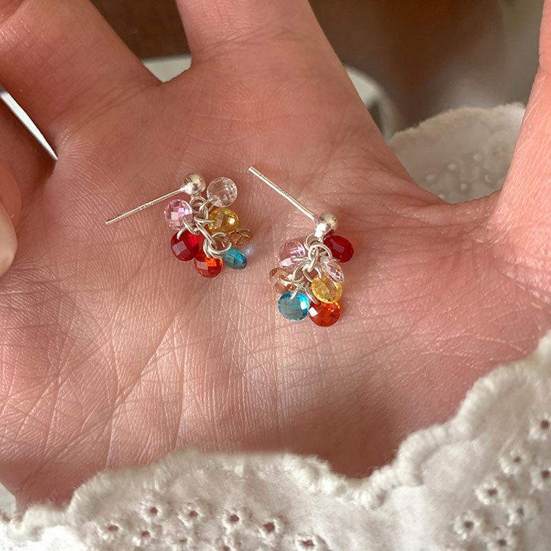 Colorful Grape Bead Stud Earrings - Versatile, Fresh & Fashionable Design