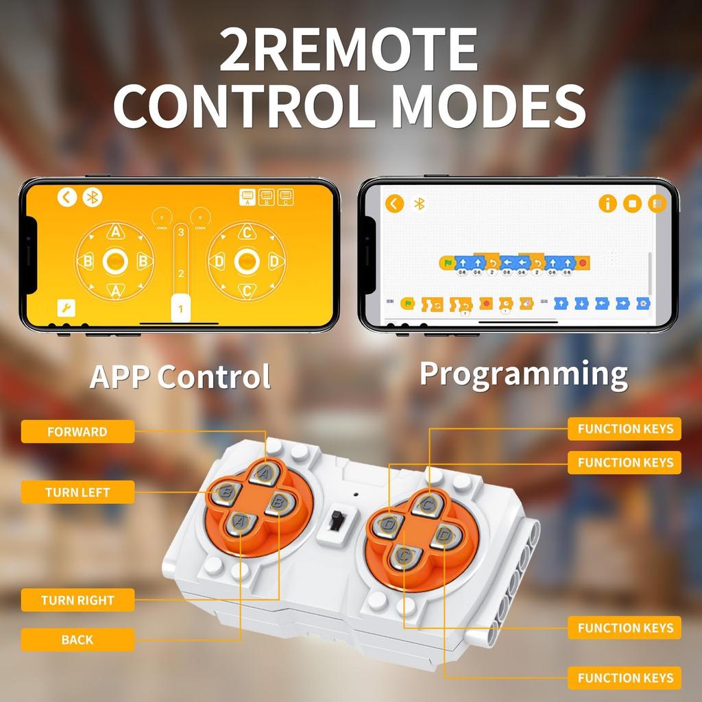 Mould King 13106 Technic MK II Forklift Kit, MOC Building Kit (1719 Pieces with MotorApp Remote) Technic Clamp Block Kit