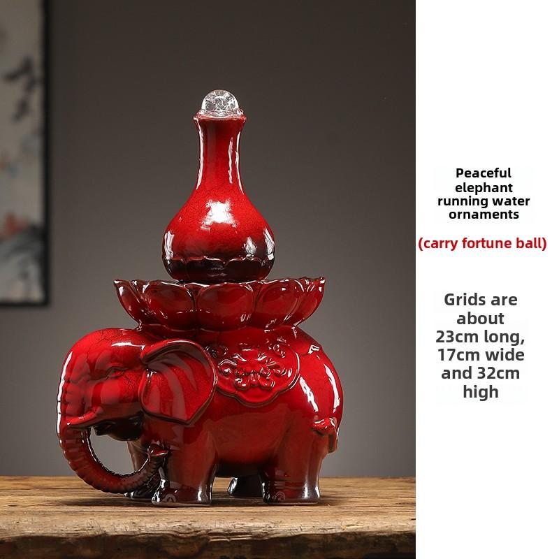 

Ceramic elephant flowing water generating ornaments circulating water Chinese desktop charm home gourd decorative gifts