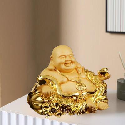 Resin Yuanbao Maitreya Buddha Sculptures  Figurines  Chinese Characteristics Home, Room, Office, Car Wealth Luck Feng Shui Decor