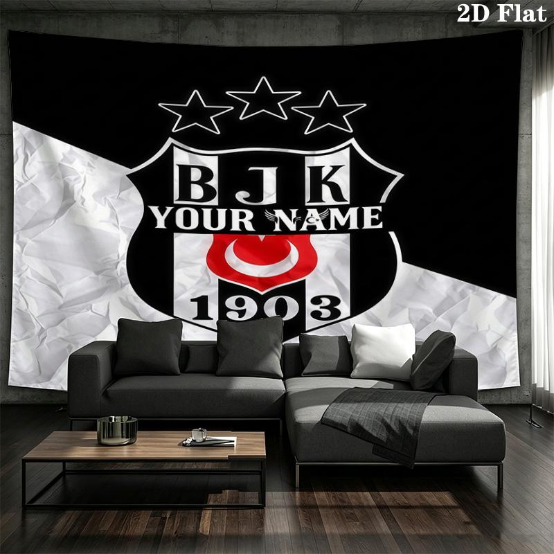 Beşiktaş Jimnastik Kulübü Özel İsimli Duvar Kilim Estetik Duvar Askısı Baskılı Kumaş Battaniye Yatak Odası Oturma Odası Ev Dekorasyonu İçin Dekoratif Kilimler