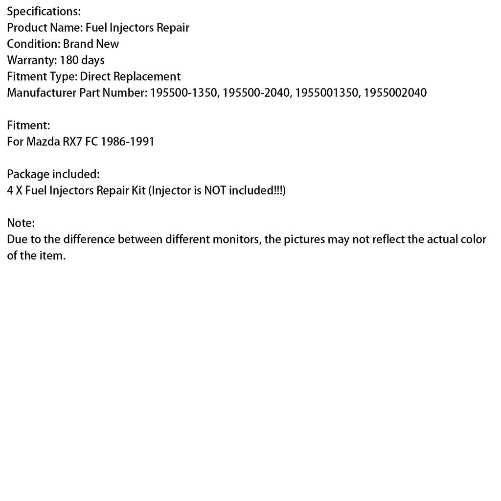 4 шт. Ущільнювальне кільце форсунки, фільтр, ущільнювач підходять для Mazda RX-7 FC 13B Rotary 1986-1991