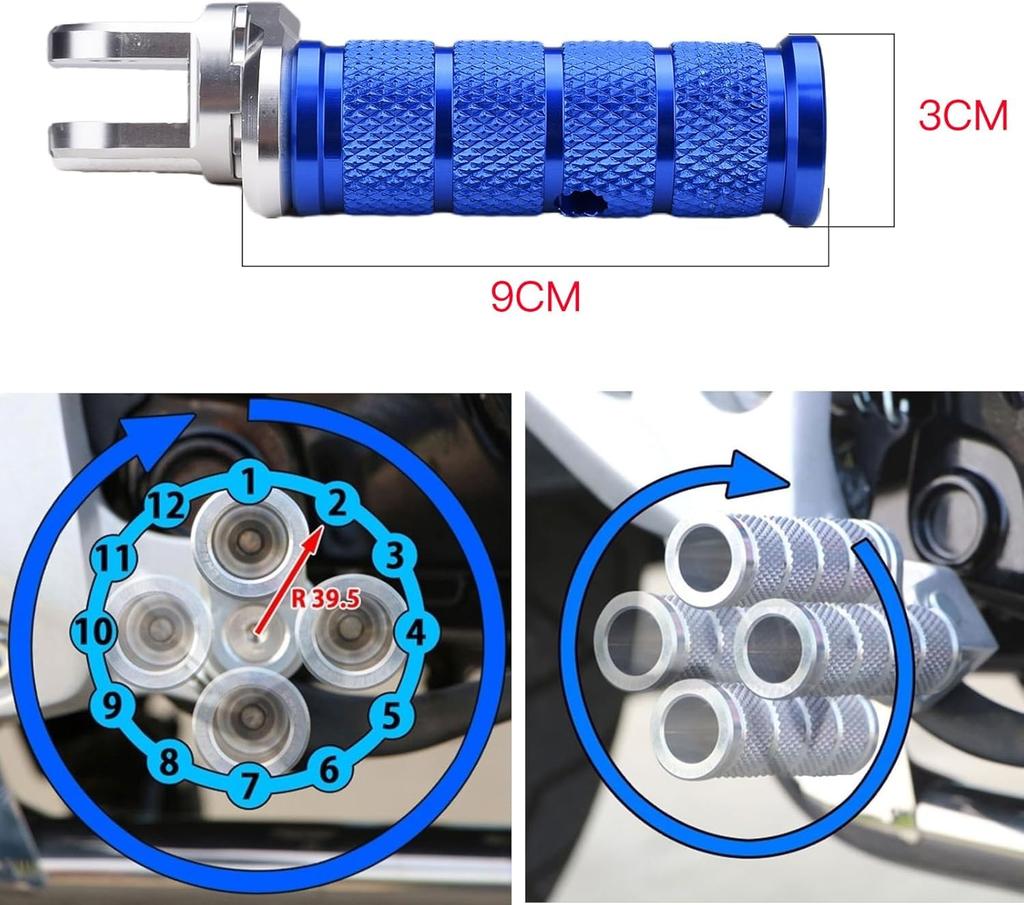 HRuizq Motorrad Aluminium Trittstufe Verstellbar Anti-Rutsch Mehrstufige Kombination Beifahrer Trittstufe