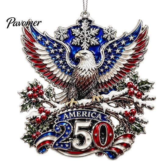 Historic 1776 to 2026 Ornament 250 Anniversary USA Christmas Ornament, United States 1776-2026 250th Patriotic Theme Party Supplies Keepsake, Acrylic