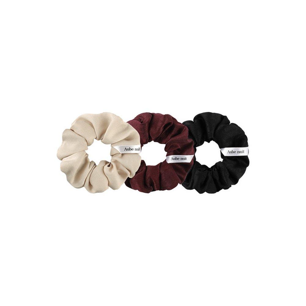 Crease Satin Hair Scrunchie Black S