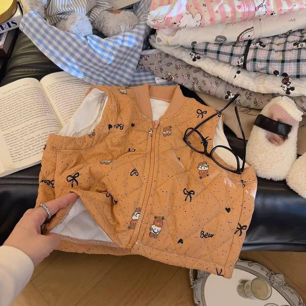 Chaleco de Algodón de Dibujos Animados para Niños - Ropa de Abrigo Cálida Acolchada para Niñas y Niños