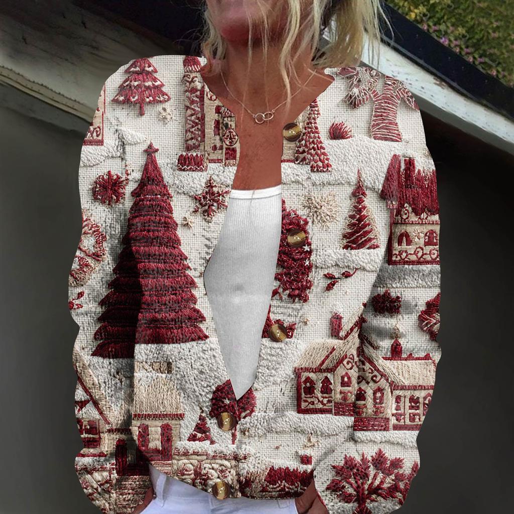 Dámská módní pletená svetrová bunda s dlouhým rukávem a zapínáním na knoflíky