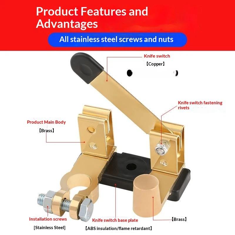 12V 24V Car Battery Terminal Clamp Switch Disconnect Cut Off Isolator Tool Kit Top Post Power Cut Tools