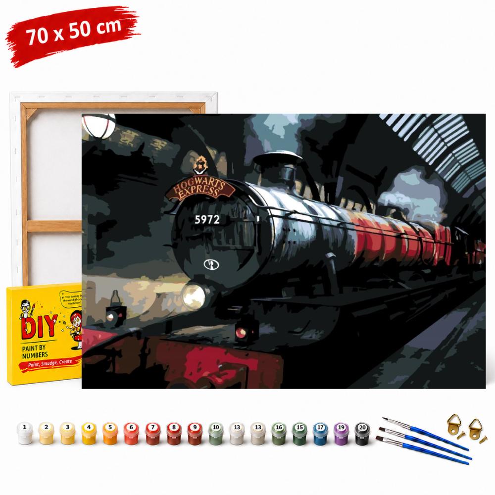 Obraz Do Malowania Po Numerach Z Ramą Express Hogwart Nocą 70X50 Cm
