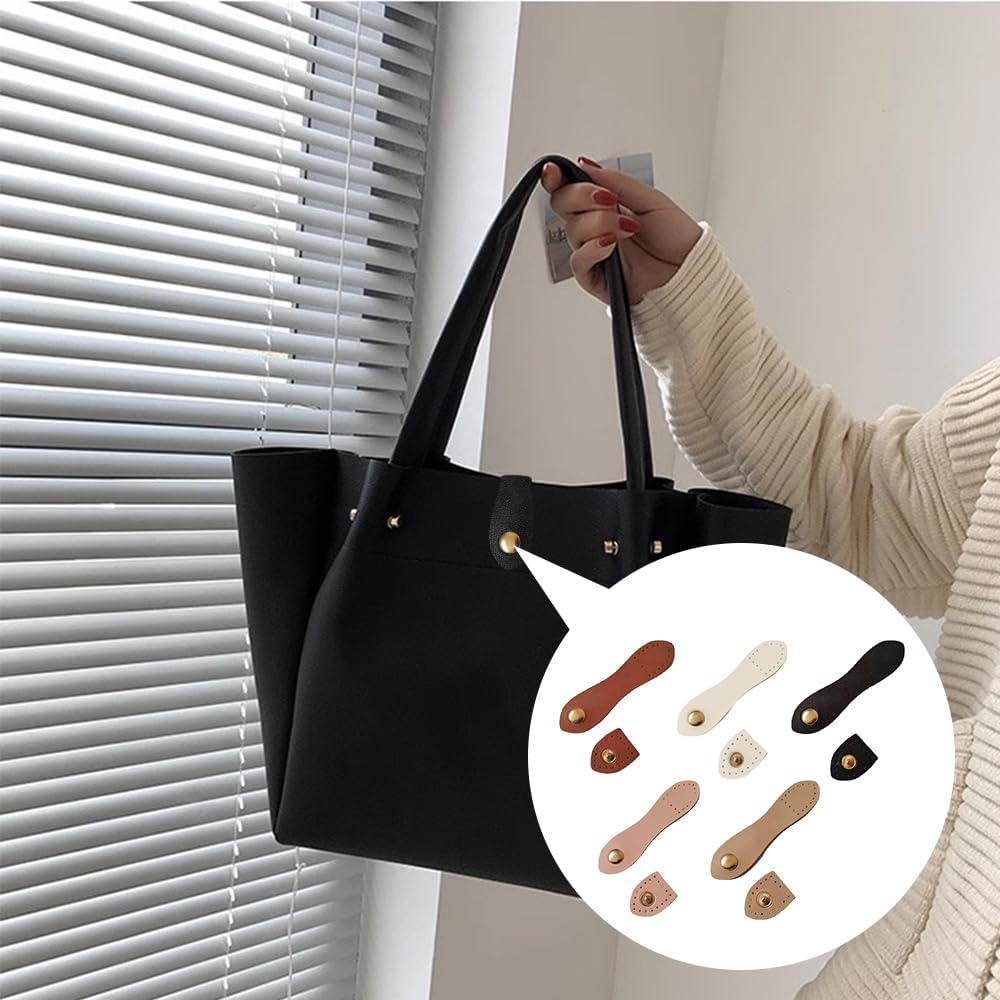8 Sätze Leder-Druckknopfringe Druckknopfknöpfe PU-genähte Leder-Druckknopfringe Geeignet für Handtaschen, Geldbörsen, Taschen, DIY usw.