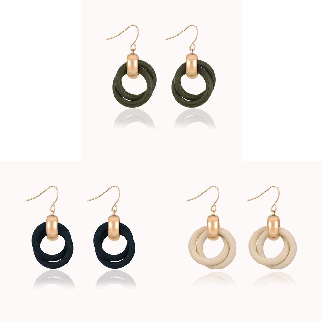 Geometric Wooden Hoop Earrings For Women Summer Fashion Minimalist Jewelry