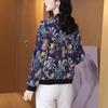 Women's Fashion Casual Flower Pattern Print Spring Fall Long Sleeve O-Neck Jackets & Coats