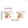 Ceramic Cat Bowl Cute Anti Tipping Pet High Foot Bowl Slanted Mouth Large Capacity Dog Food Feeding Basin Water Container