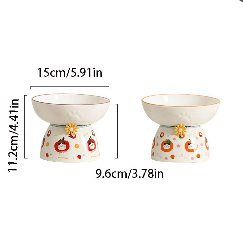Ceramic Cat Bowl Cute Anti Tipping Pet High Foot Bowl Slanted Mouth Large Capacity Dog Food Feeding Basin Water Container