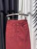 Women's High Waist Black Denim Side Split A-line Skirt - Plus Size, Slim Fit, 2025 Spring/Summer Collection