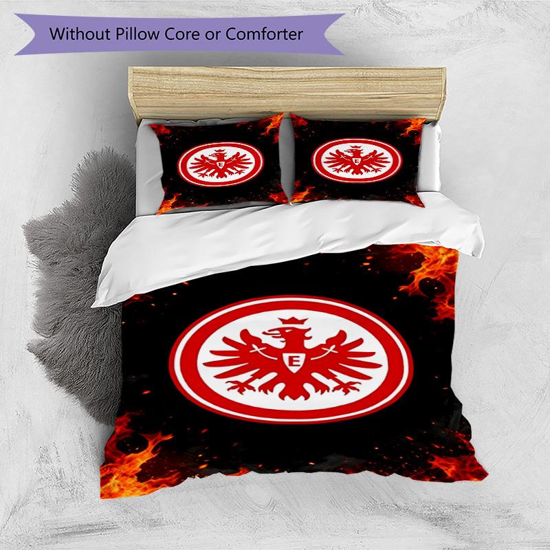 3-teiliges Bettbezug-Set (1 * Bettbezug + 2 * Kissenbezug, ohne Kern), Eintracht Frankfurt Bettwäsche-Set mit Aufdruck, Schlafzimmerdekoration, Ganzjahres, Geburtstagsgeschenk