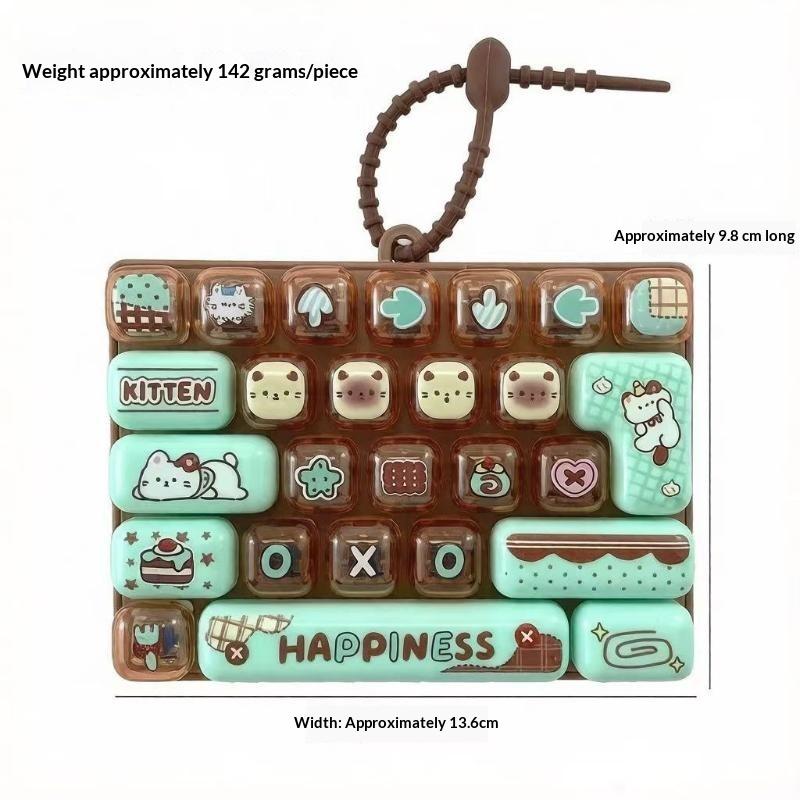 26-Key Keyboard Keychain Stress Relief Button Clicker Durable Fidget Toy for Adult Daily Anxiety Relief Backpack Decoration