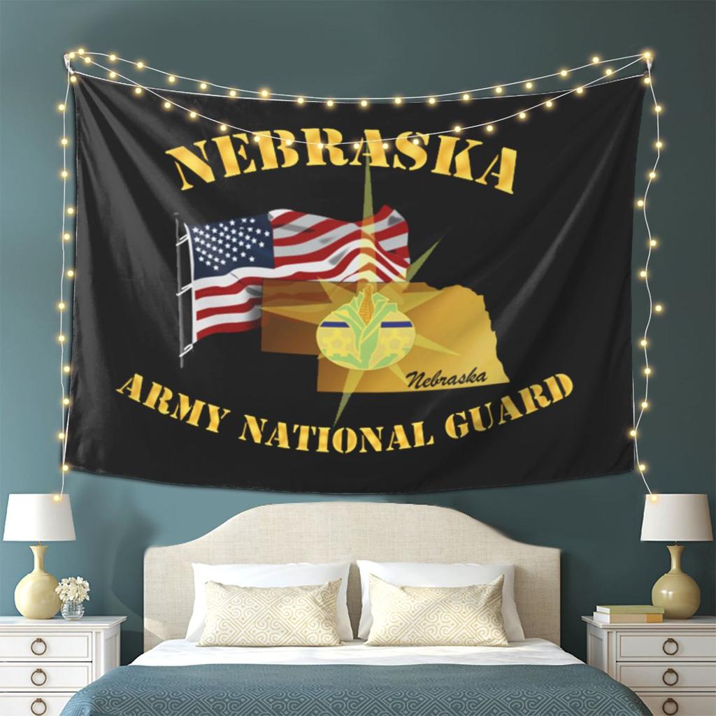Nebraska Army National Guard Arny W Flag Tapestry Wall Hanging Aesthetic Home Decor Tapestries for Dorm Room