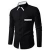 New Fashion Men's Color-blocking Business Slim Casual Shirt Contrast Long-sleeved Shirt