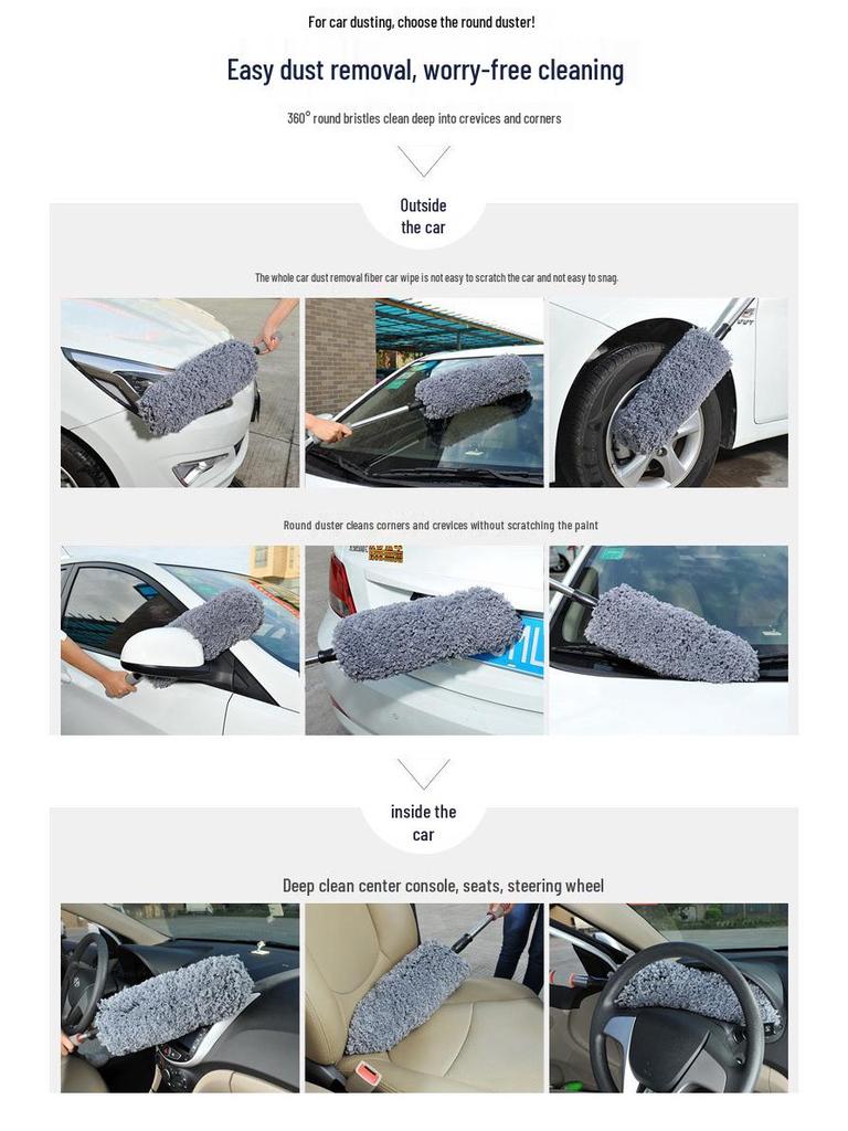 Telescopic Long Handle Car Wash Mop and Fiber Duster Brush