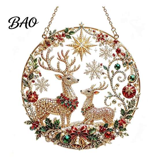 Acryl-Anhänger für den Weihnachtsbaum, Diamond Art Anhänger, 2D Perlenmalerei, Saisonale Heimfensterdekorationen, Muster-Sonnenfänger, Feiertag
